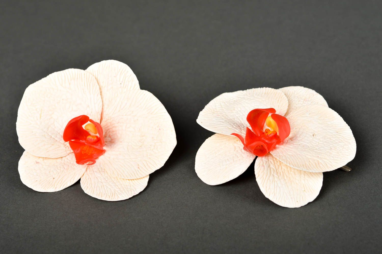 Pinces à cheveux fait main Barrettes fleurs orchidées Accessoires femme photo 2