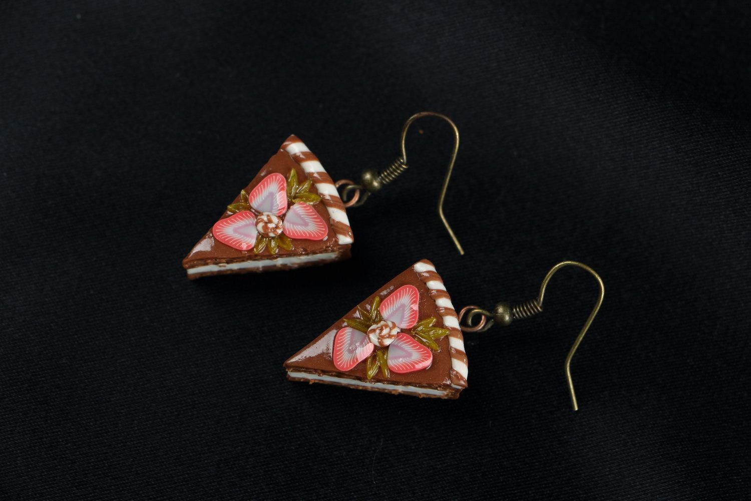 Earrings made ​​of polymer clay Cake photo 1