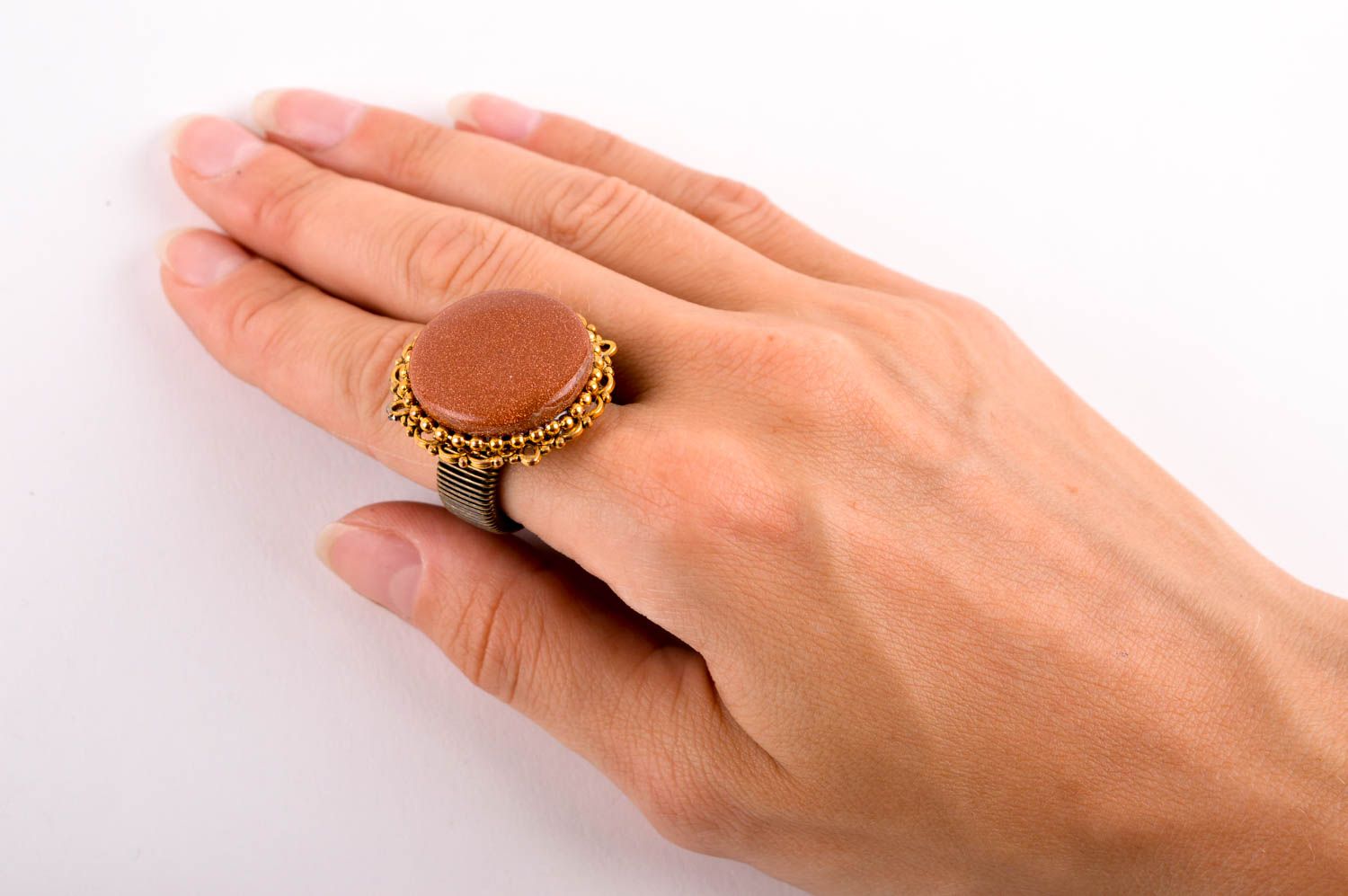 Красивое кольцо ручной работы необычное кольцо бижутерия с натуральными камнями фото 4
