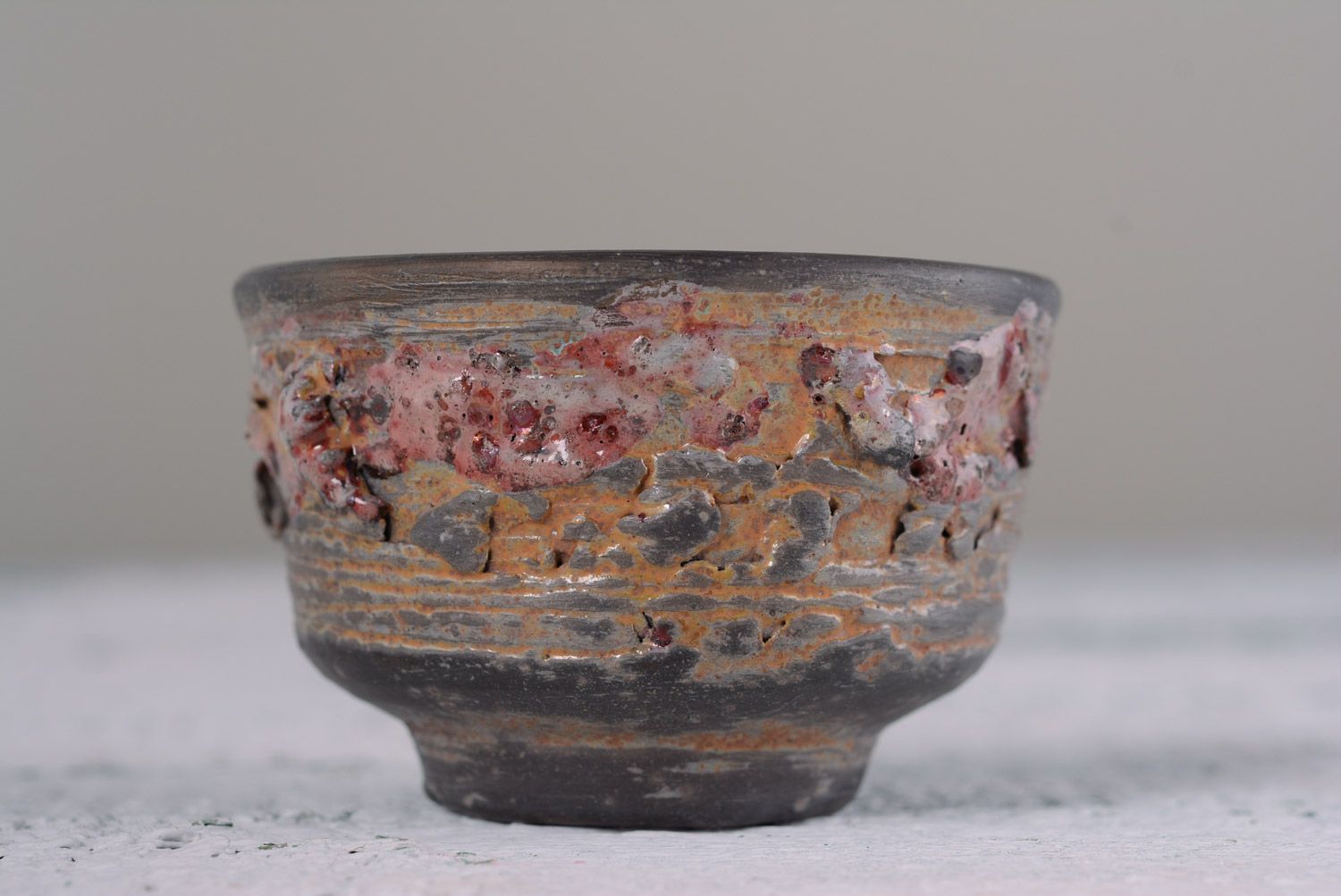 Unusual beautiful small handmade clay bowl for decor photo 3