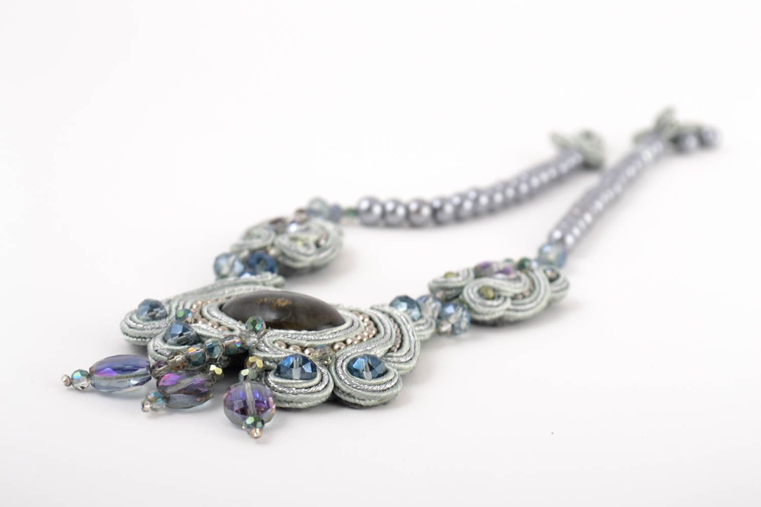 Handmade soutache necklace designer accessories massive stylish jewelry photo 4