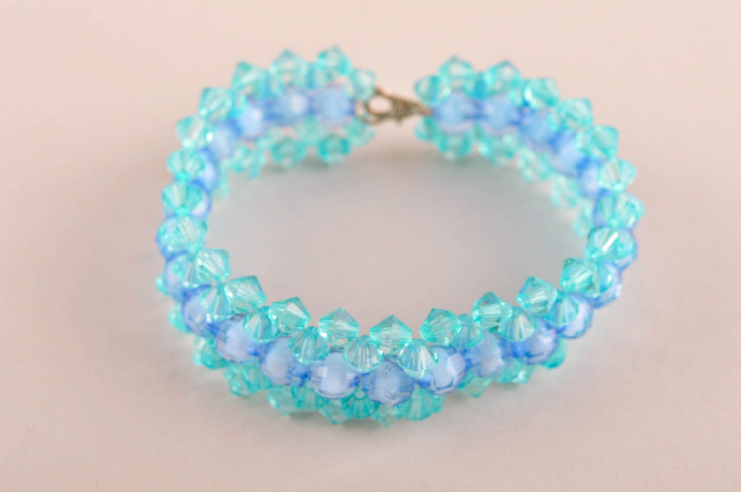 Turquoise and blue transparent beads adjustable bracelet for girls photo 3