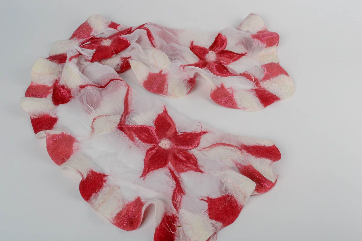Handmade Damen Schal rosa Schal mit Chiffon Wolle Seide Accessoire für Frauen foto 4