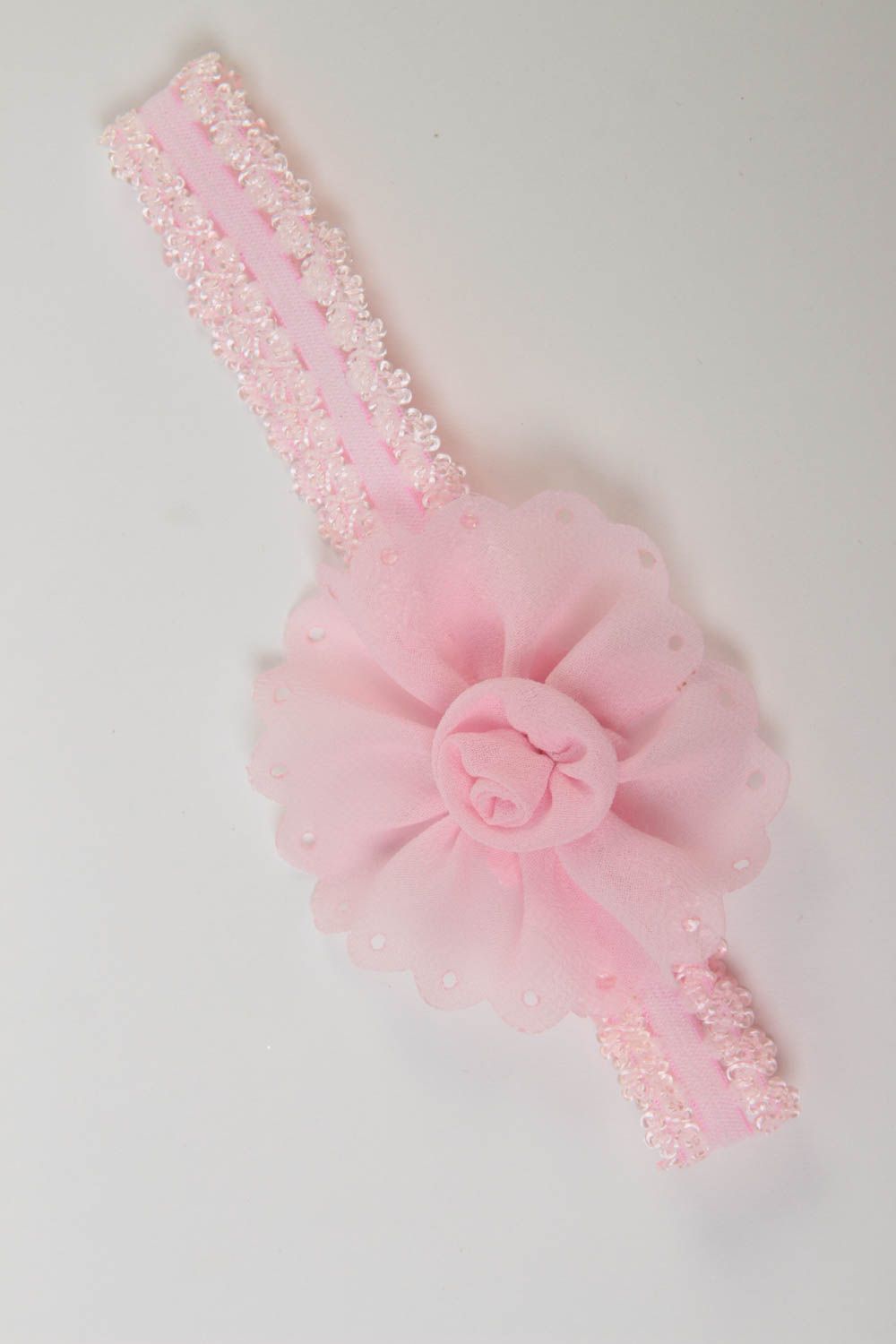 Rosa Haarband mit Blume handgemachter Schmuck Haar Accessoire für Baby zart foto 2