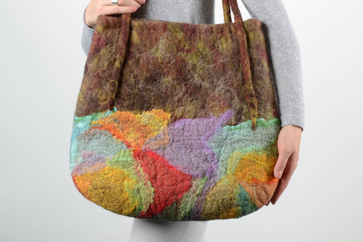 Handmade wool felted bag unique natural textile purse unique present for woman photo 2