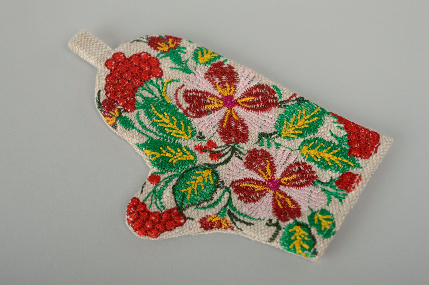 Handmade fridge magnet with embroidery Mitten photo 1