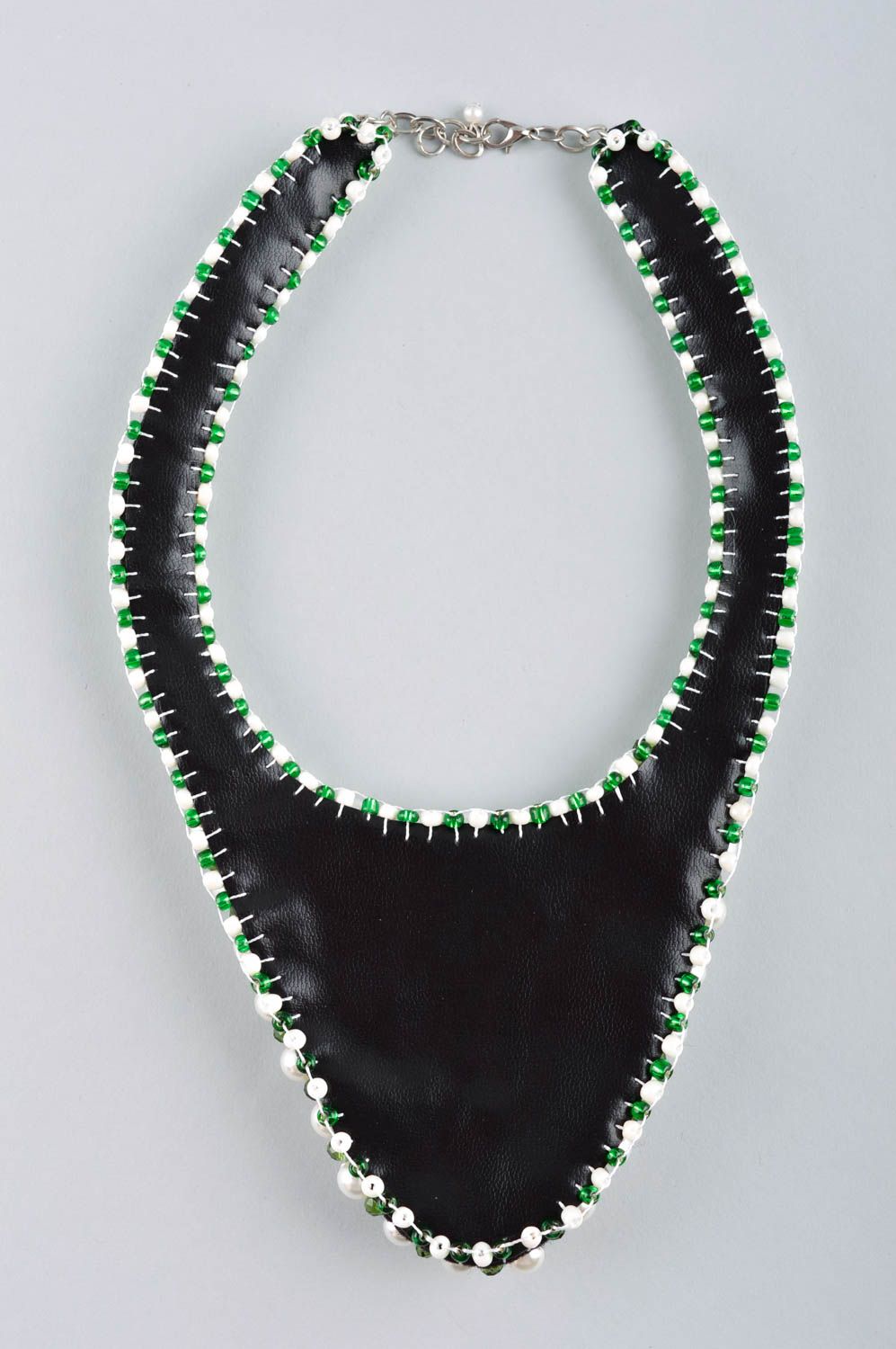 Handmade Damen Collier Schmuck Halskette Leder Accessoires für Frauen massiv  foto 4