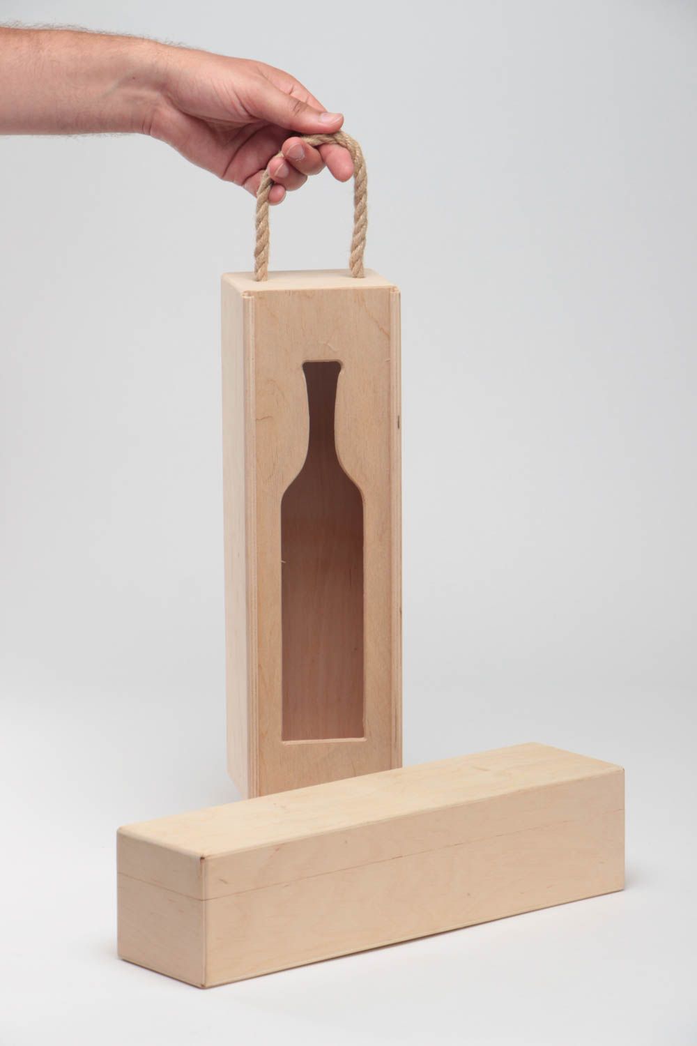 Boîtes à vin en bois 2 pièces contreplaqué accessoires à décorer faits main photo 5