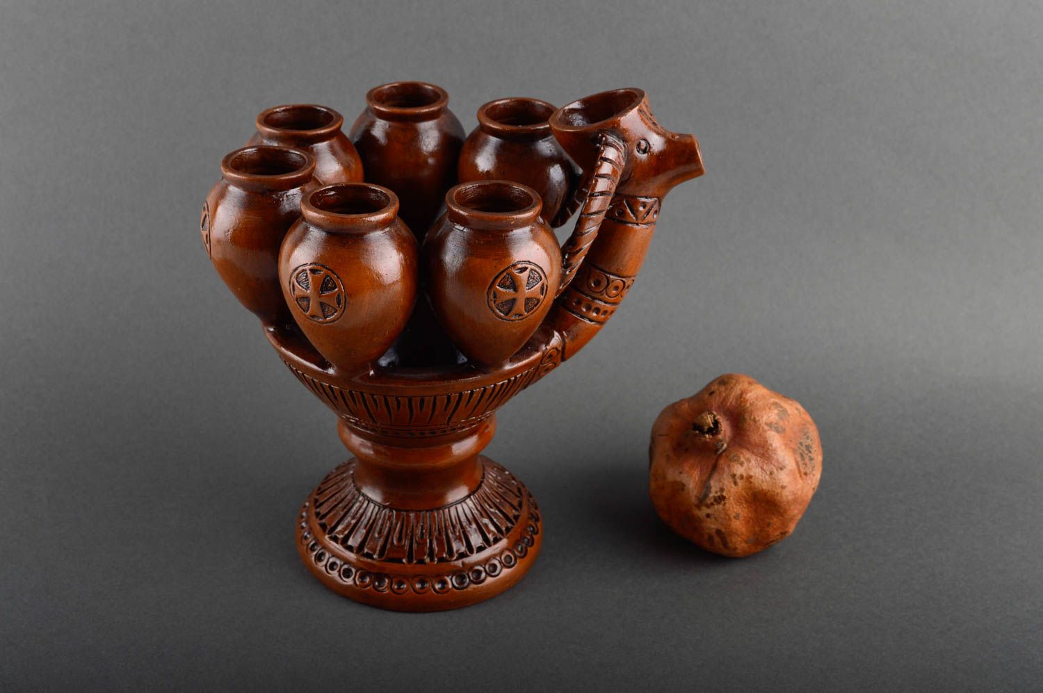 Set of wine glasses handmade pottery decorative tableware present for men photo 1