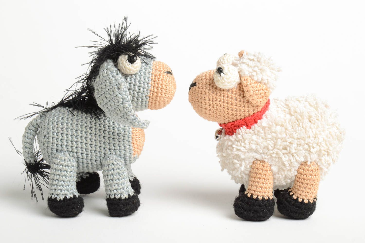 Kleine Kuscheltiere handmade Stoff Tiere Stoff Spielzeuge Esel und Schaf Set foto 5