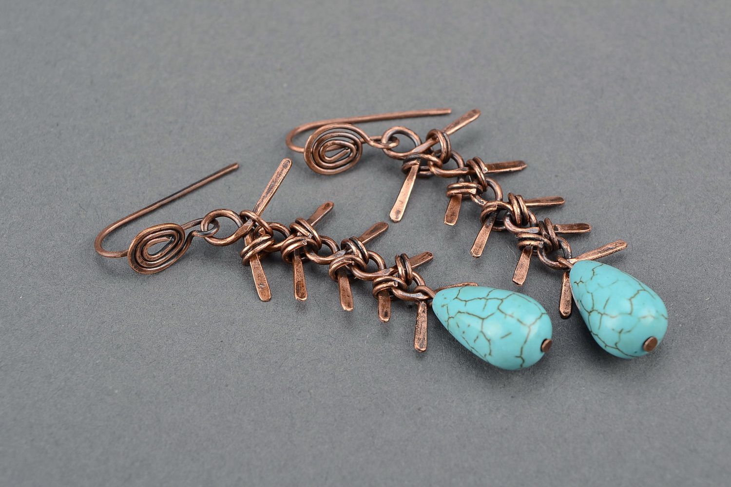 Earrings wire wrap with turquoise photo 2