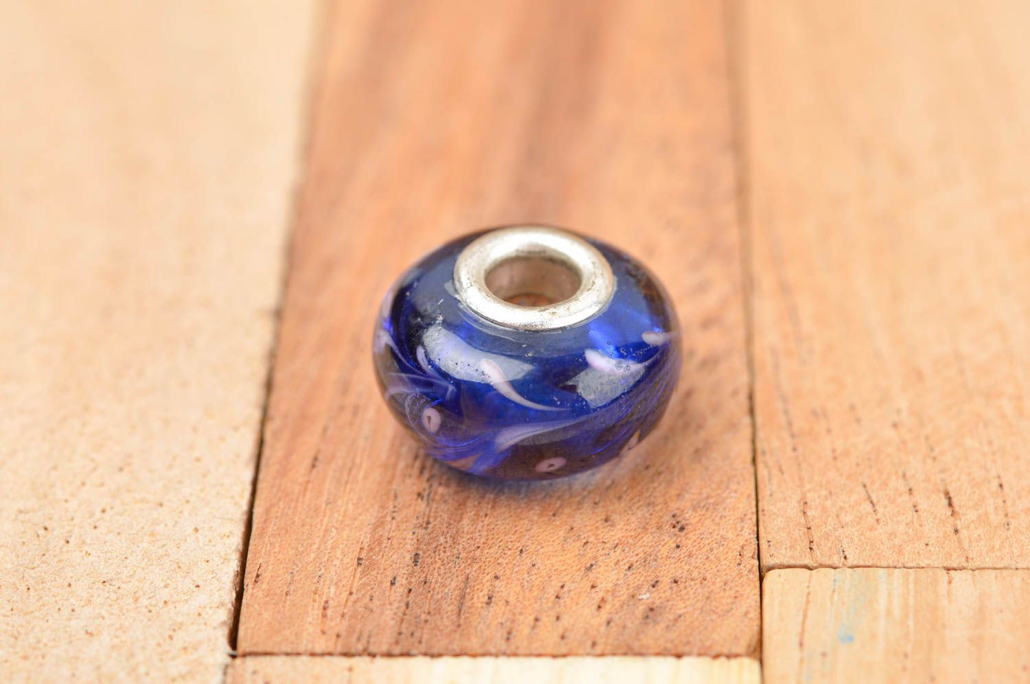 Blue handmade fittings unusual designer accessories stylish glass bead photo 2