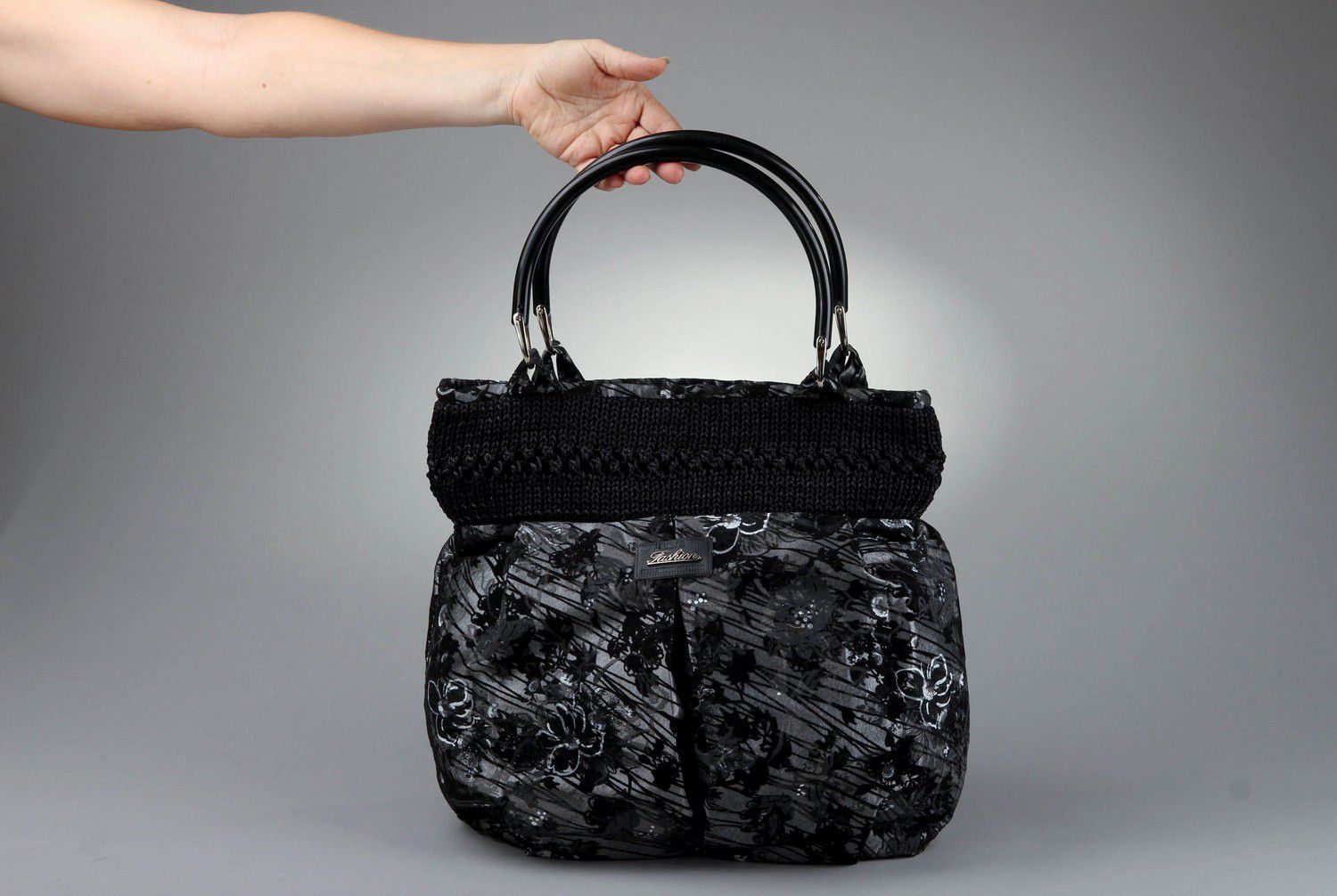 Schwarze Tasche aus Textil  foto 5