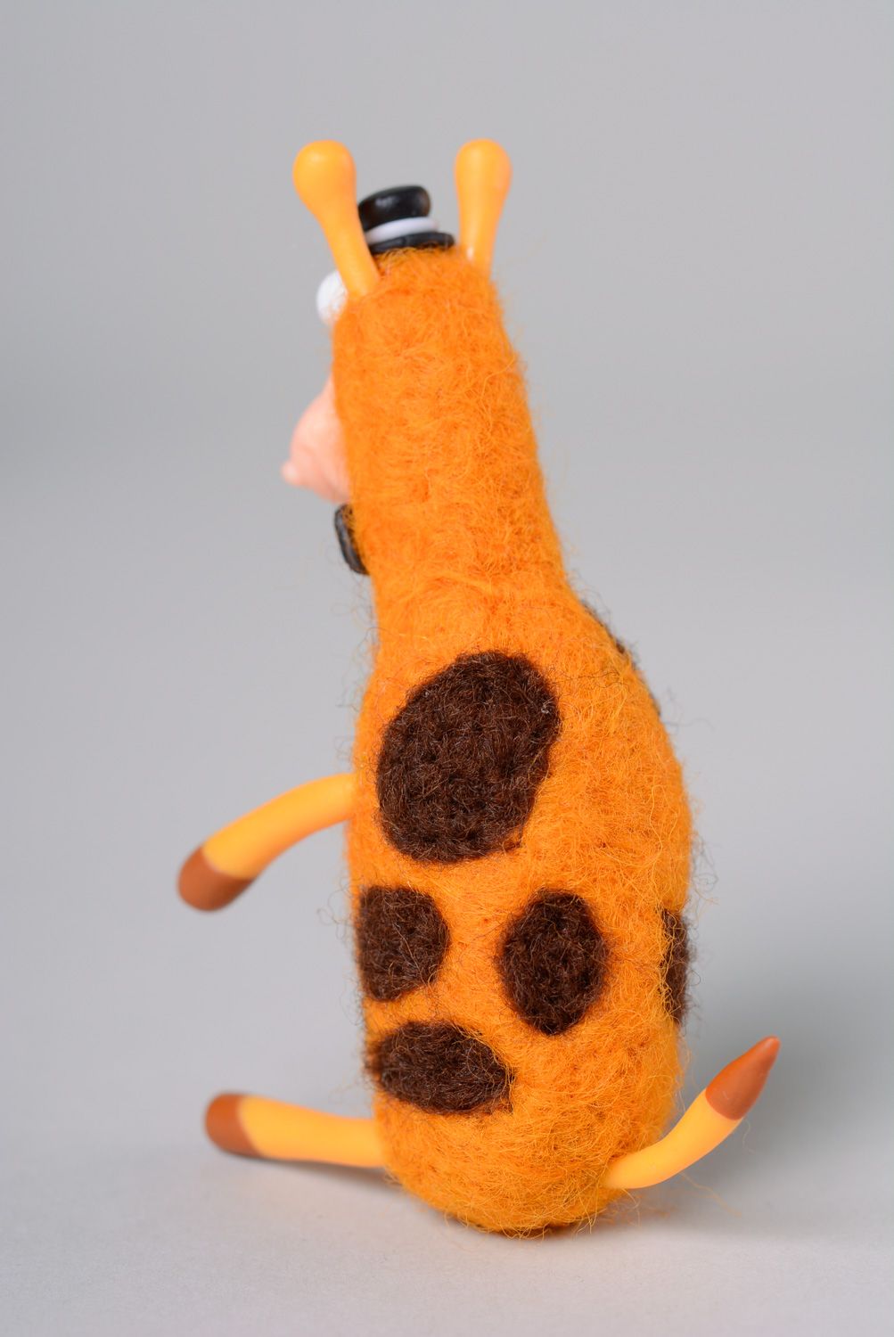 Homemade felted wool miniature toy Giraffe photo 5