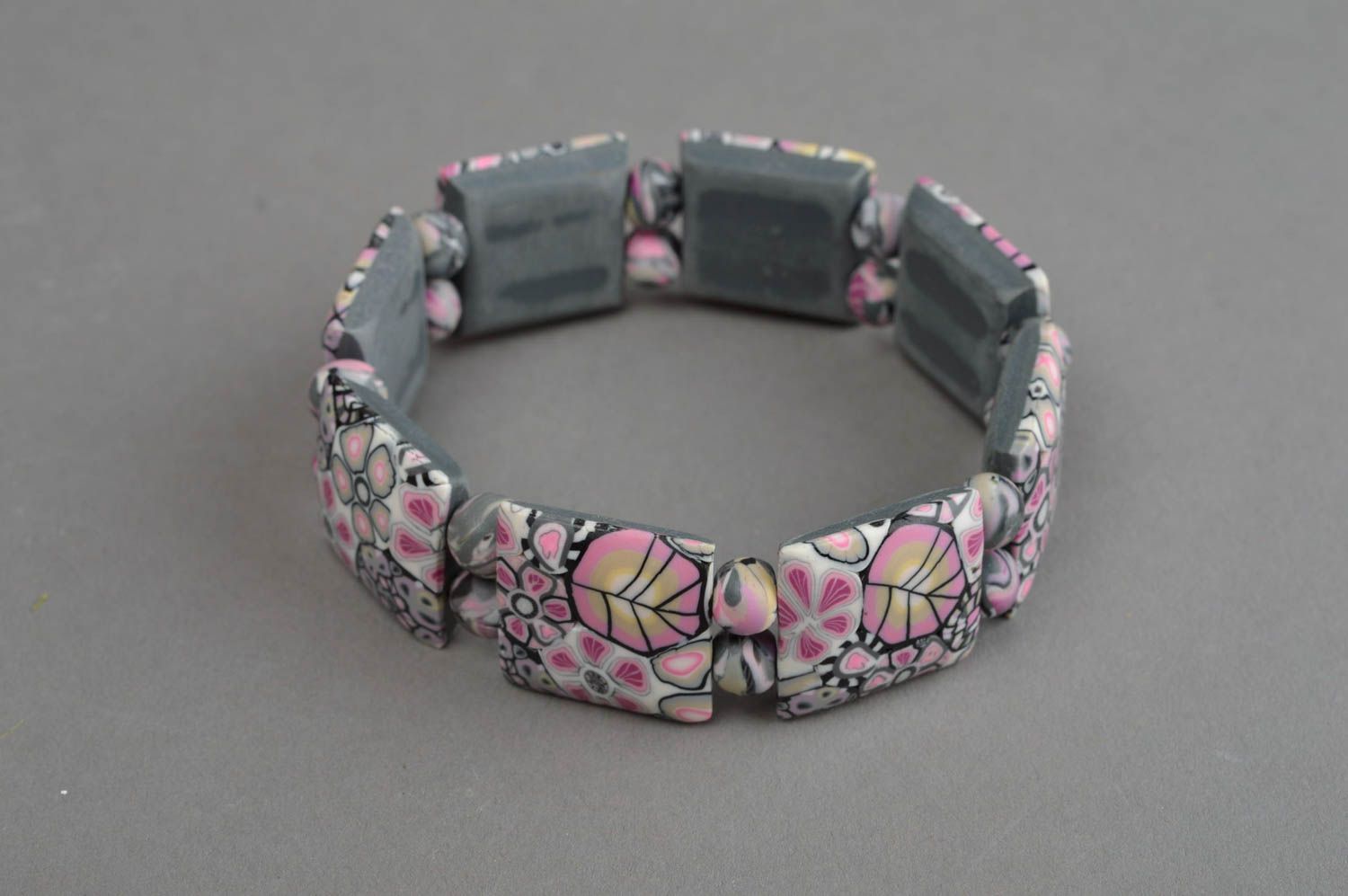 Beaded bracelet handmade stylish polymer clay bracelet polymer clay accessories photo 3