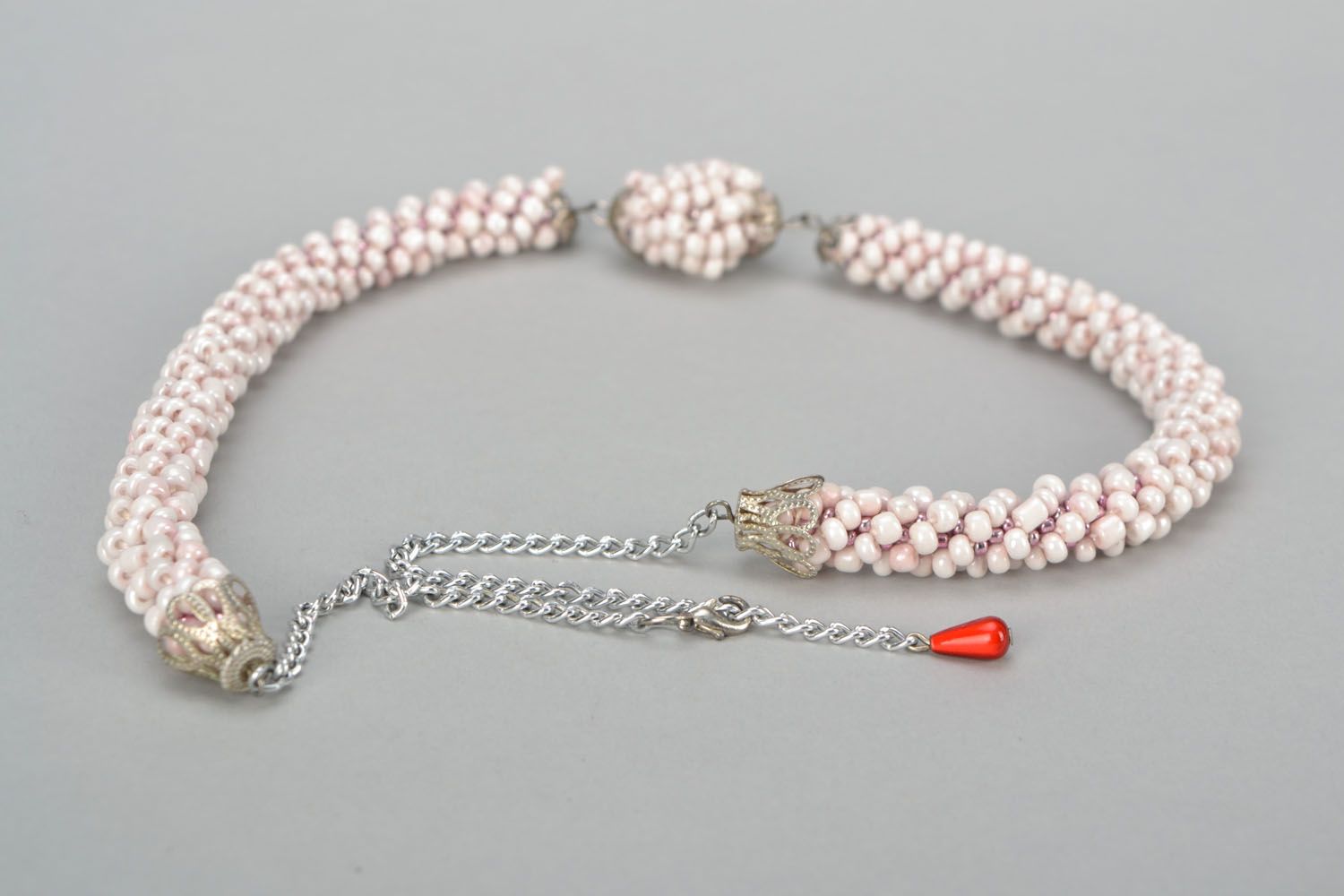 Cord necklace with Czech beads photo 4