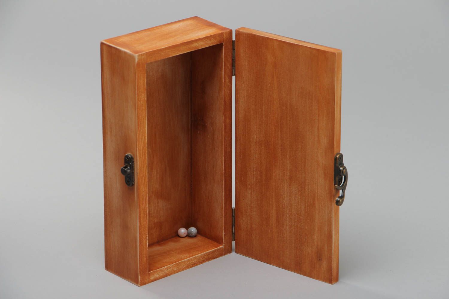 Handmade decorative wooden jewelry box of rectangular shape in Provence style photo 3