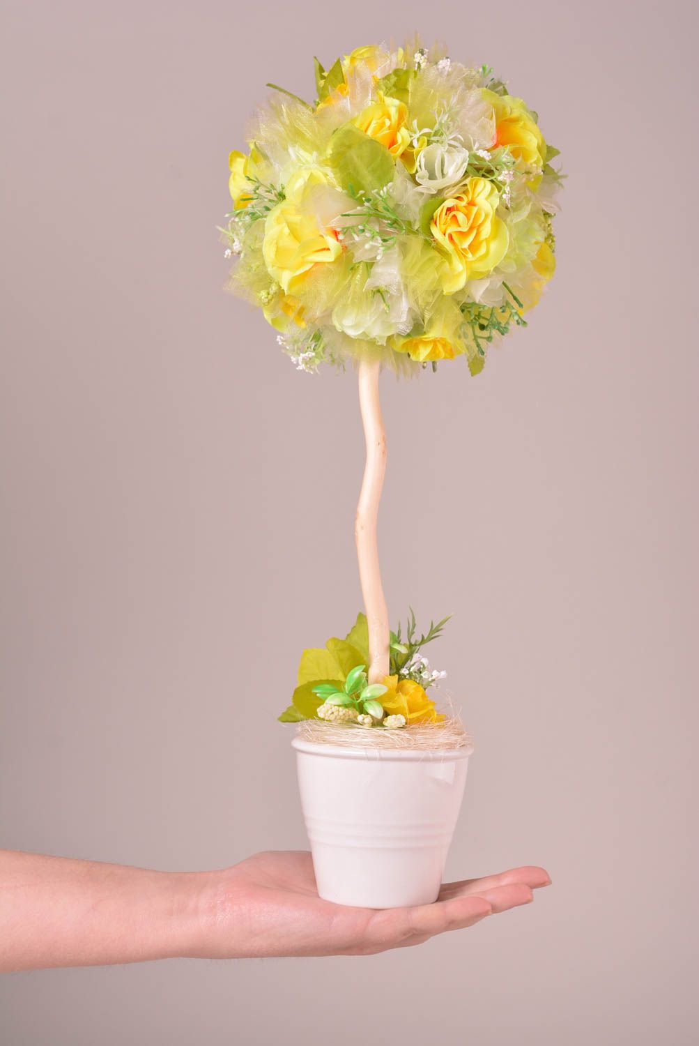 Topiaire artificiel Arbre du bonheur fait main avec fleurs Décoration maison photo 2