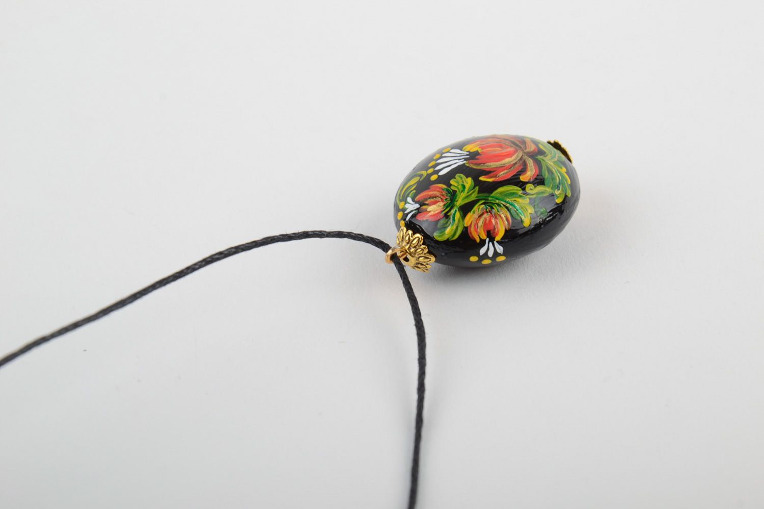 Handmade painted plastic pendant with cord photo 5