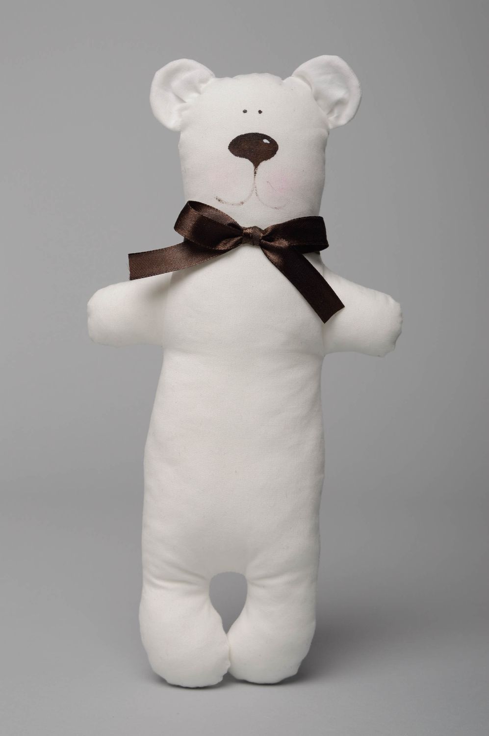 Handmade fabric soft toy with ribbon Bear Gentleman photo 1