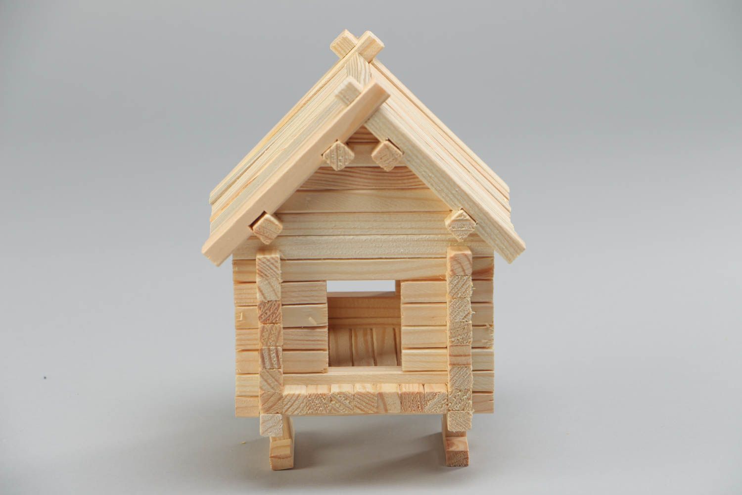 Jeu de construction de maison en bois 81 pièces jouet d'éveil original fait main photo 2