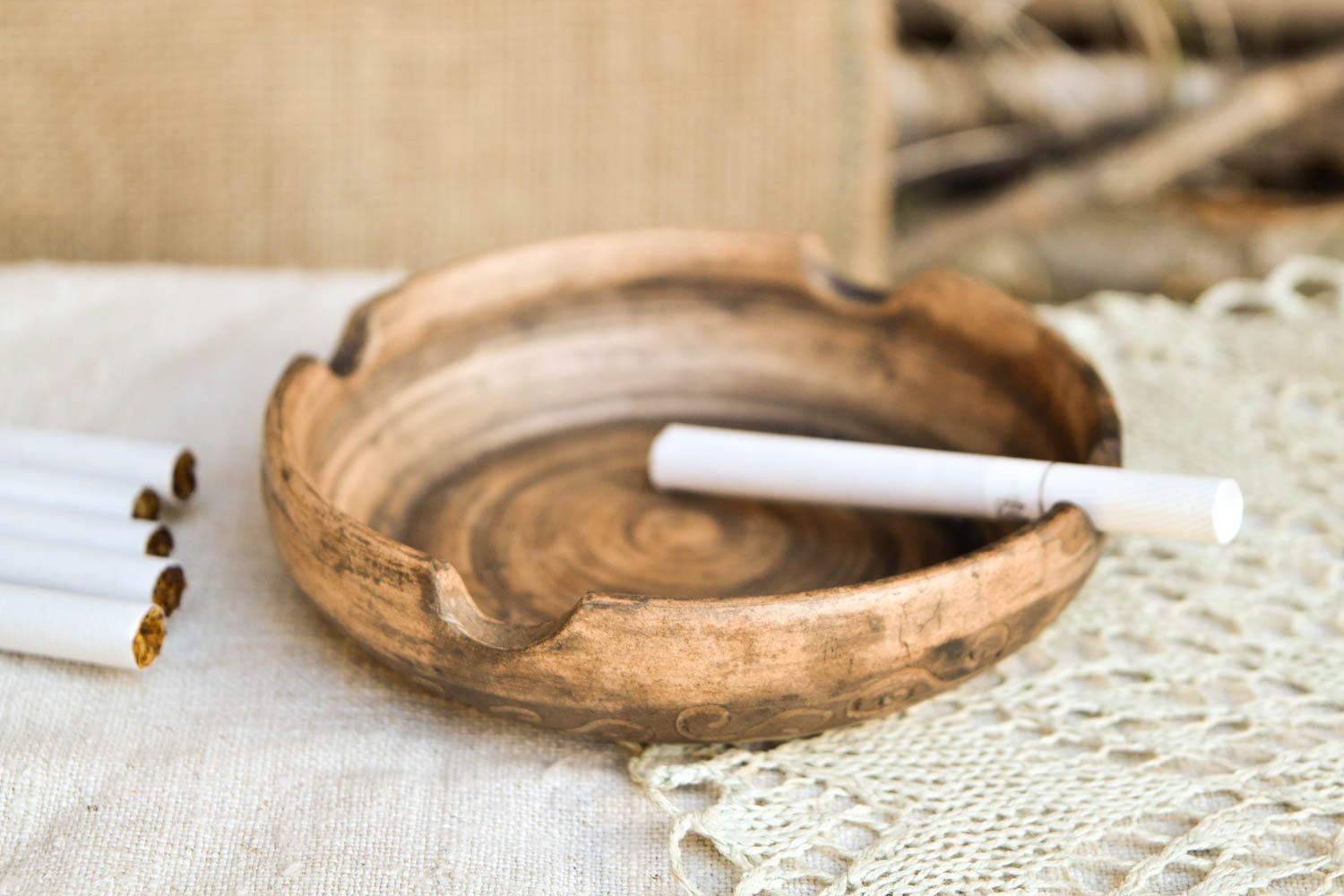 Handmade ceramic ashtray clay smoking accessories smoking supplies for men photo 1