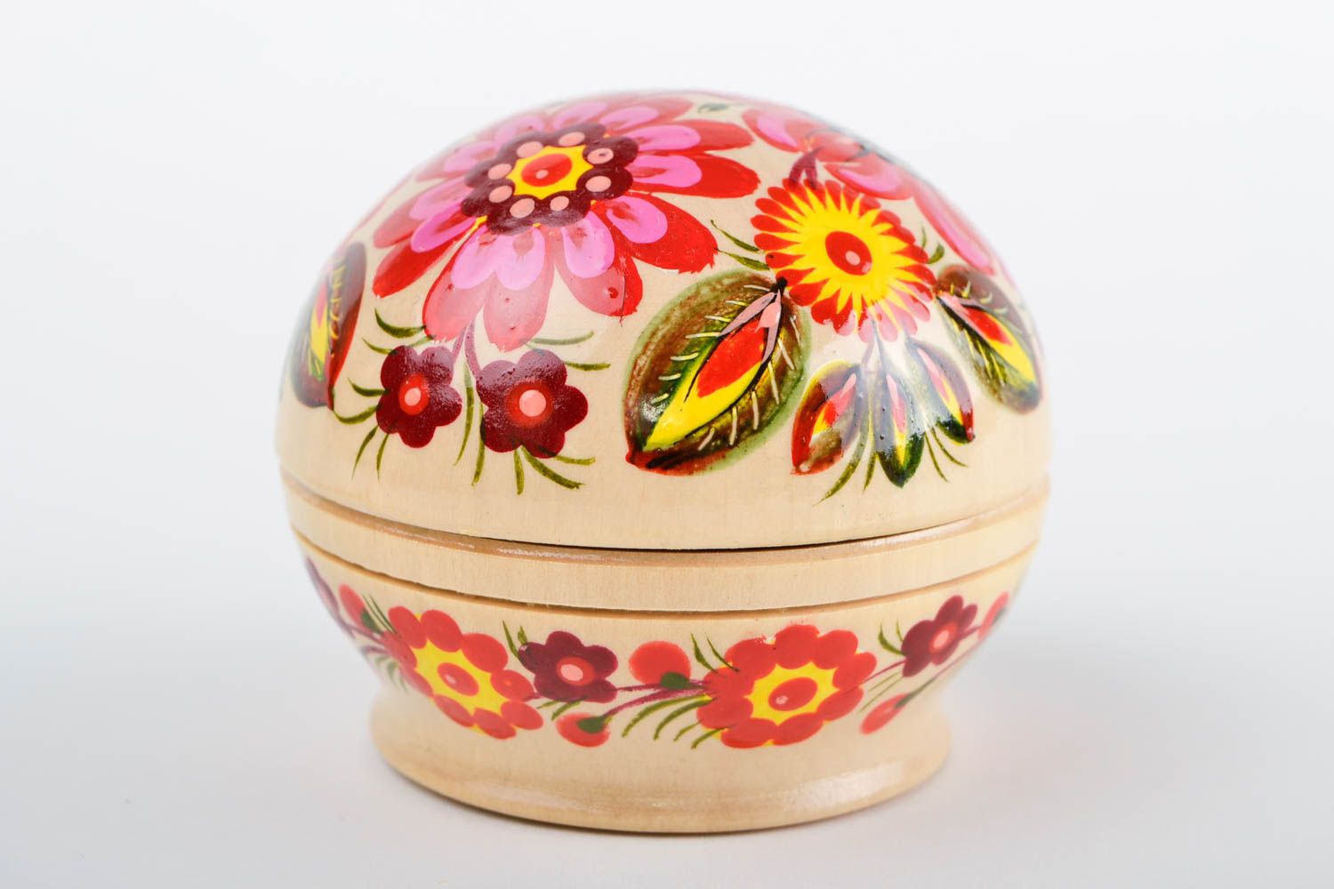 Boîte à bijoux fait main Boîte en bois ronde petite avec fleurs Déco maison photo 4