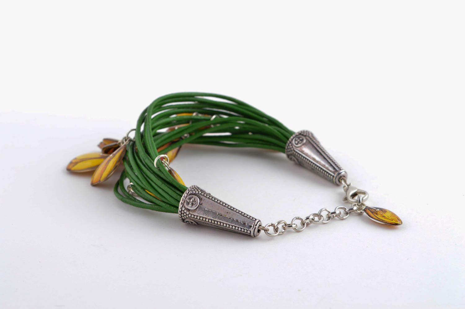 Pulsera artesanal de cordones verdes accesorio para mujer regalo original foto 4
