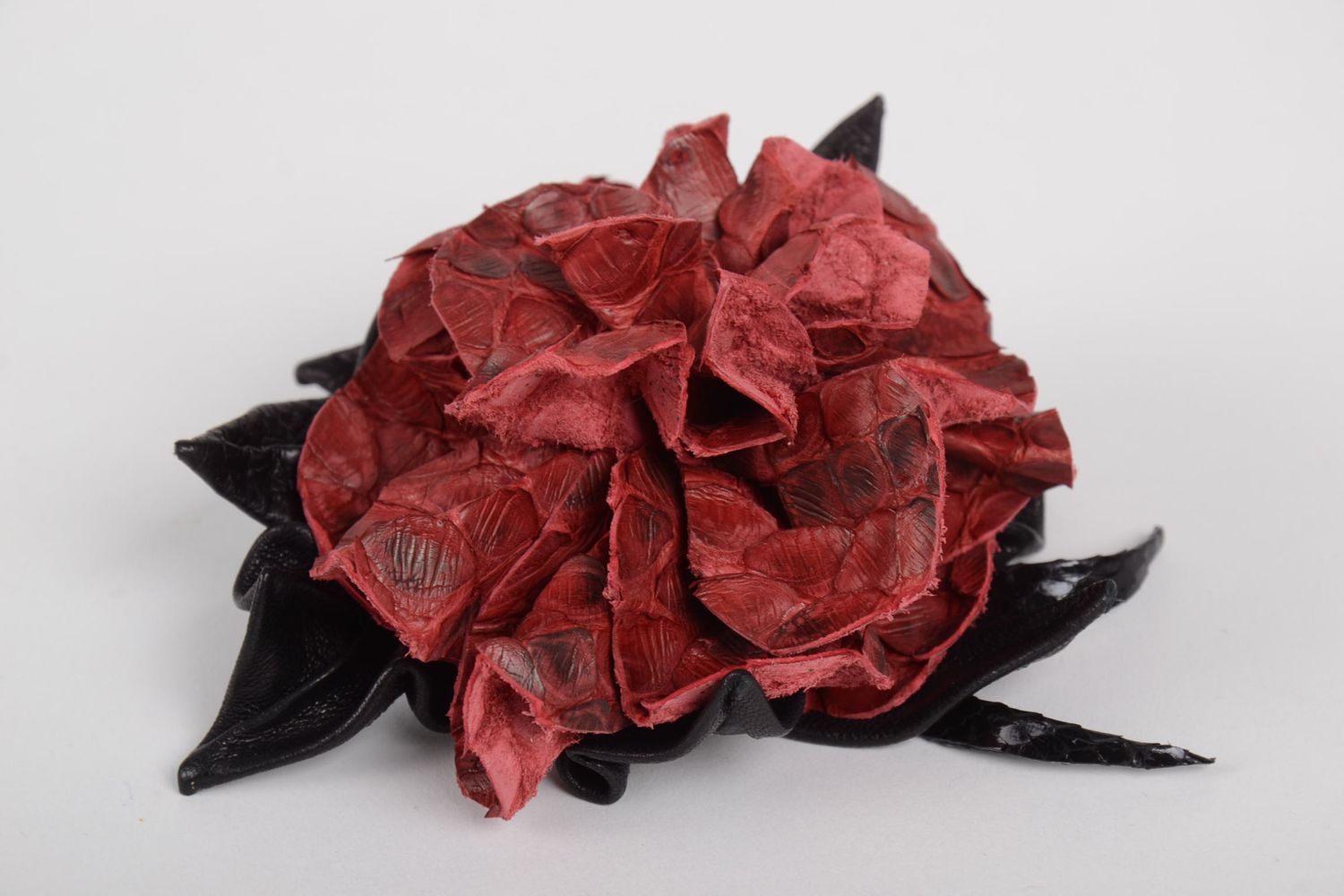 Handmade leather scrunchy leather accessories flower scrunchy for women photo 3