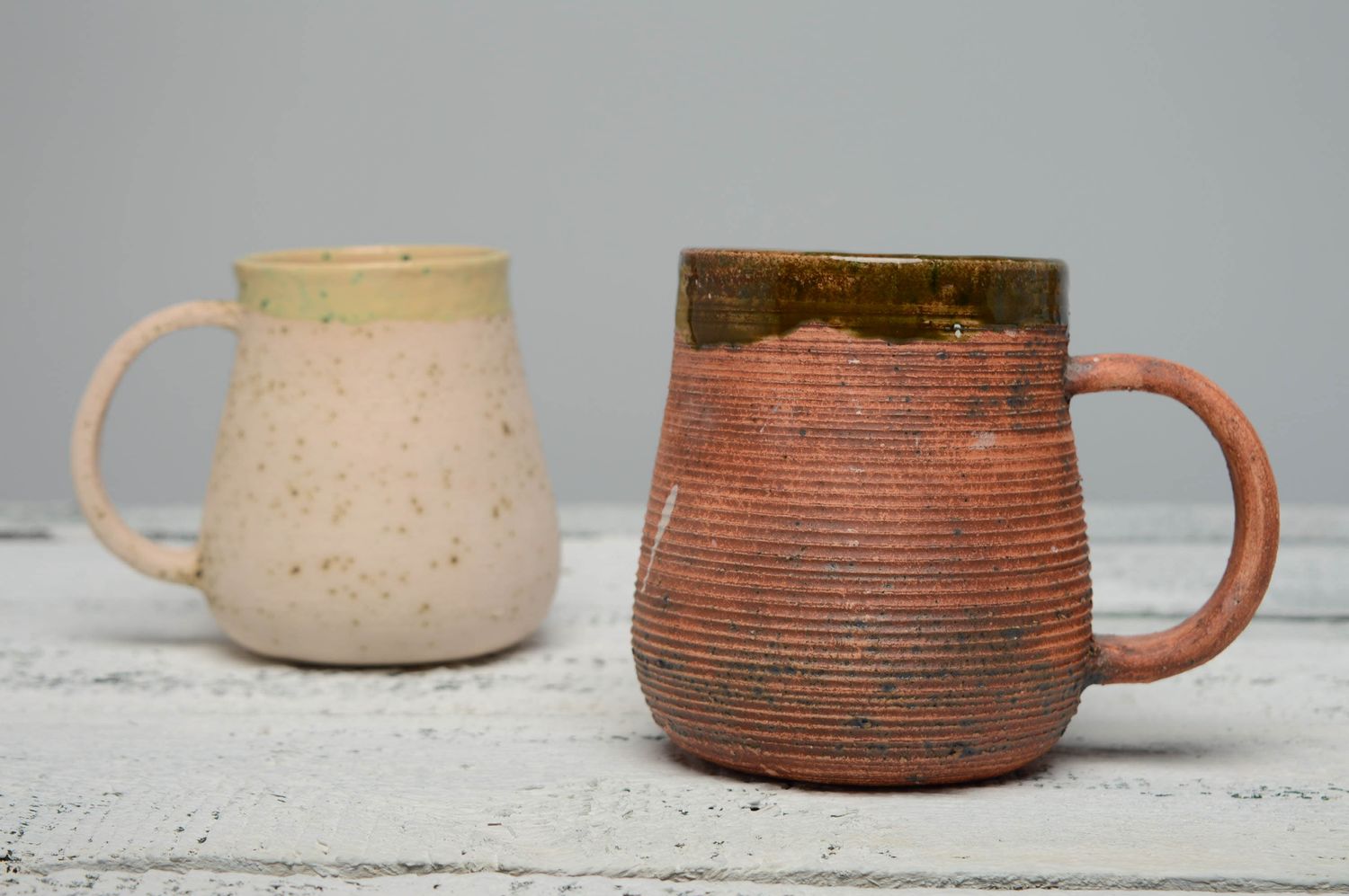 Giant 30 oz ceramic mug dor coffee, tea, beer with handle and rustic style photo 2