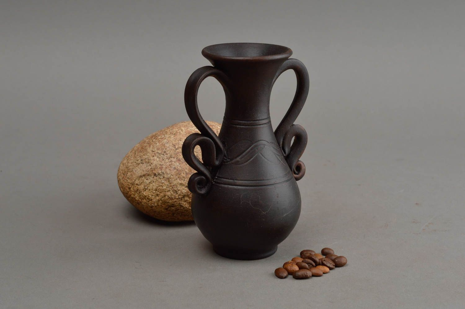 5 oz ceramic vase pitcher with two handles 0,5 lb photo 1