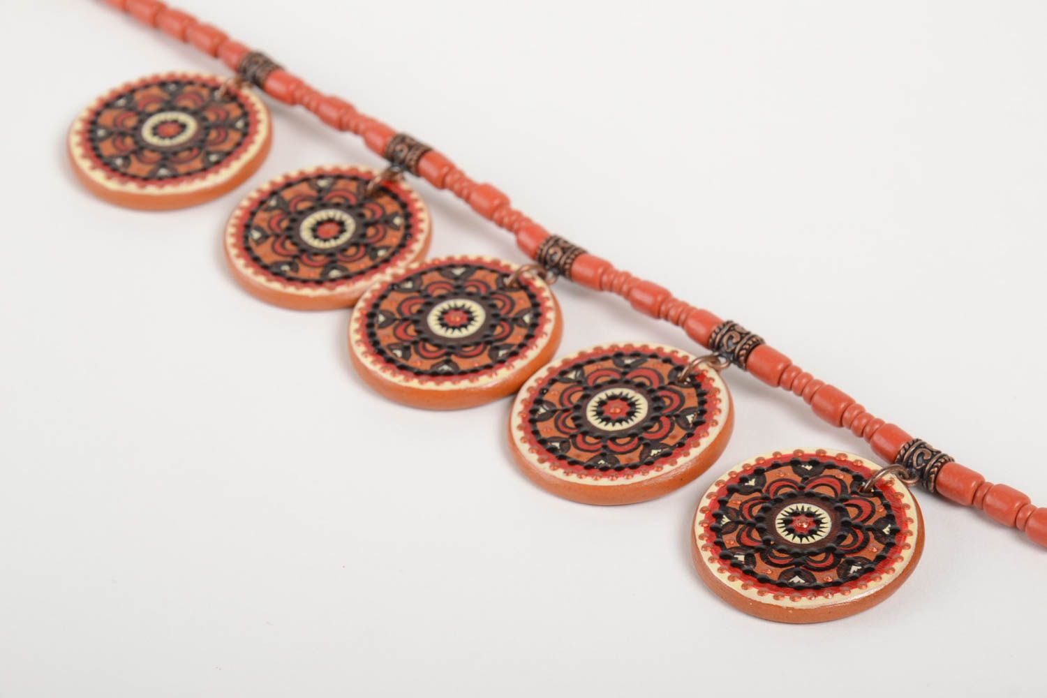 Ethnic jewelry handmade necklace ceramic jewelry bead necklace women accessories photo 5