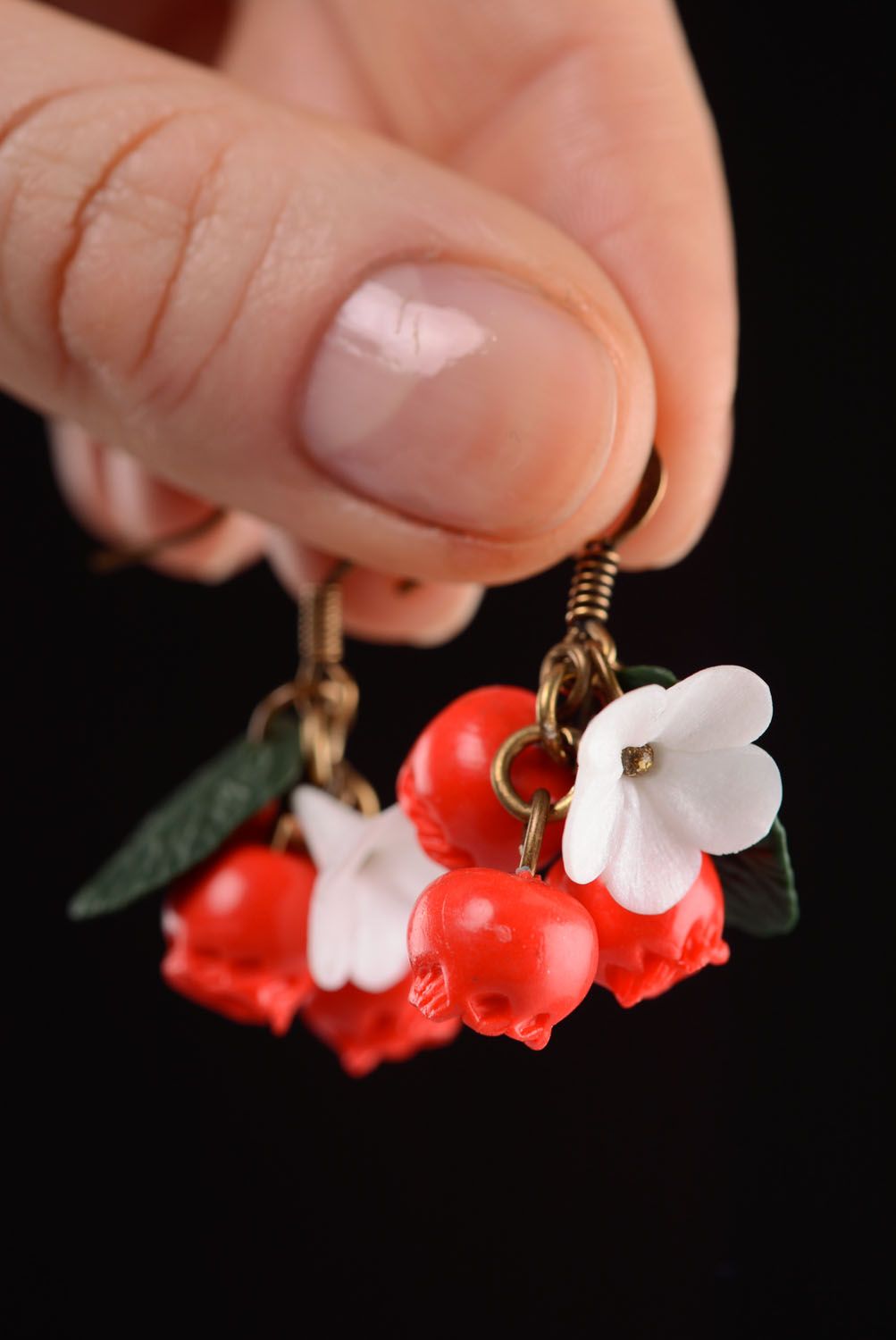 Handmade polymer clay earrings Berries photo 2