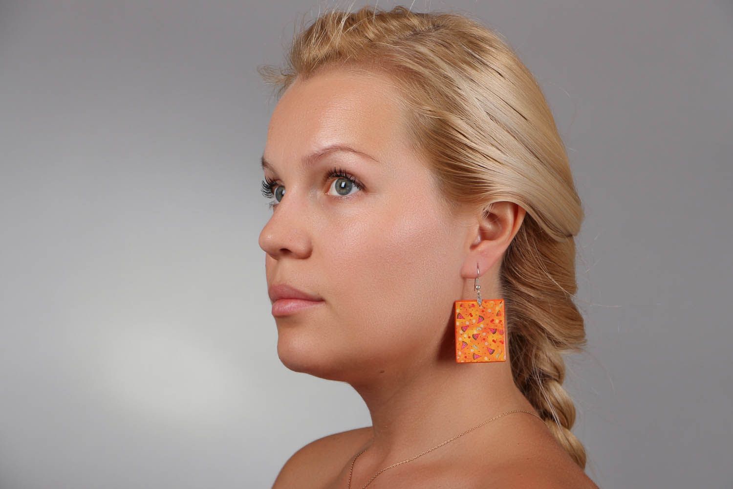Rectangular earrings made of plastic materials photo 4