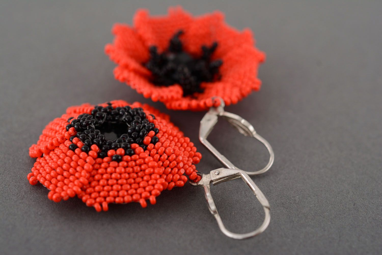 Earrings with charms Poppies photo 3