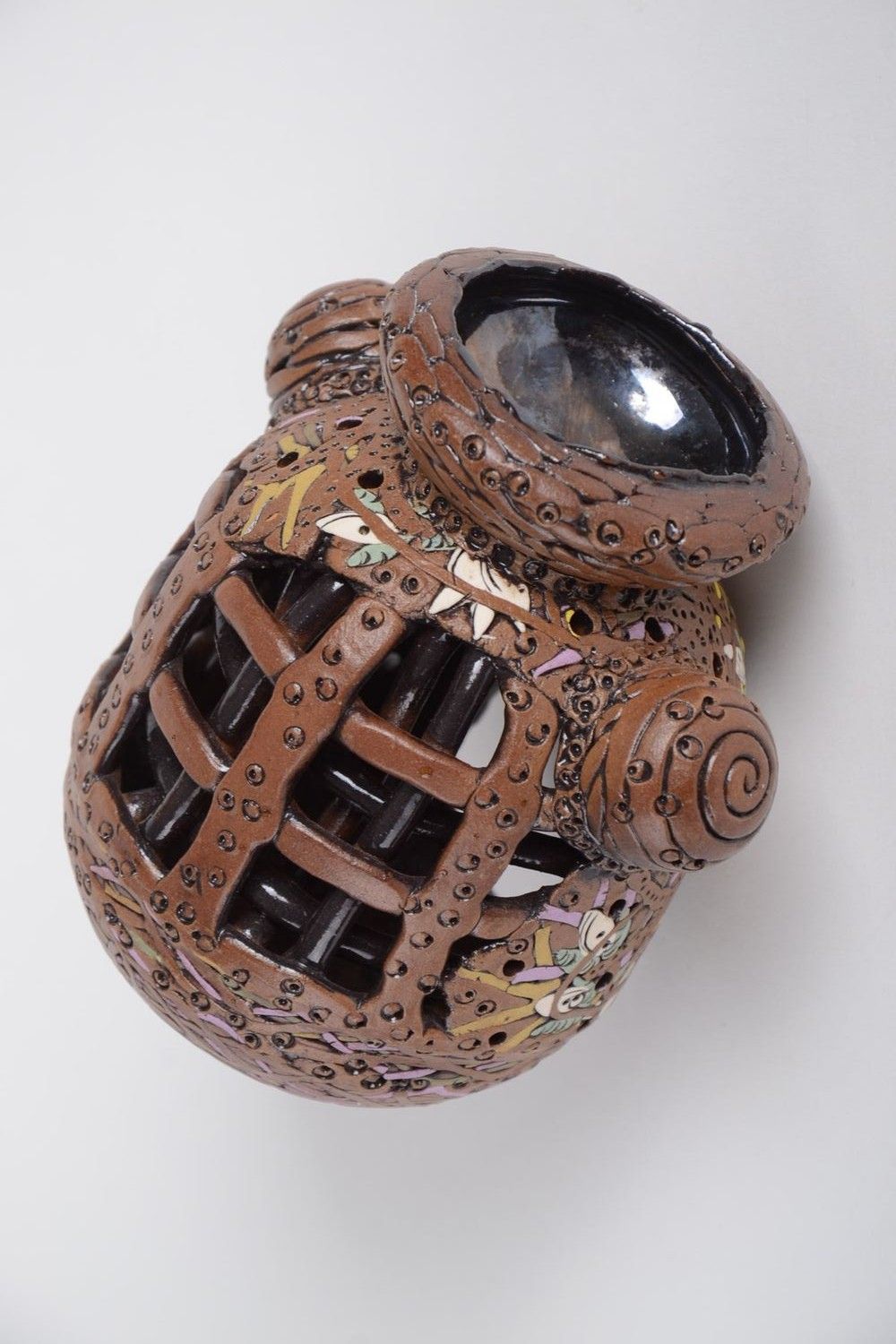 Difusor de aroma inusual artesanal portavelas de cerámica regalo original foto 3