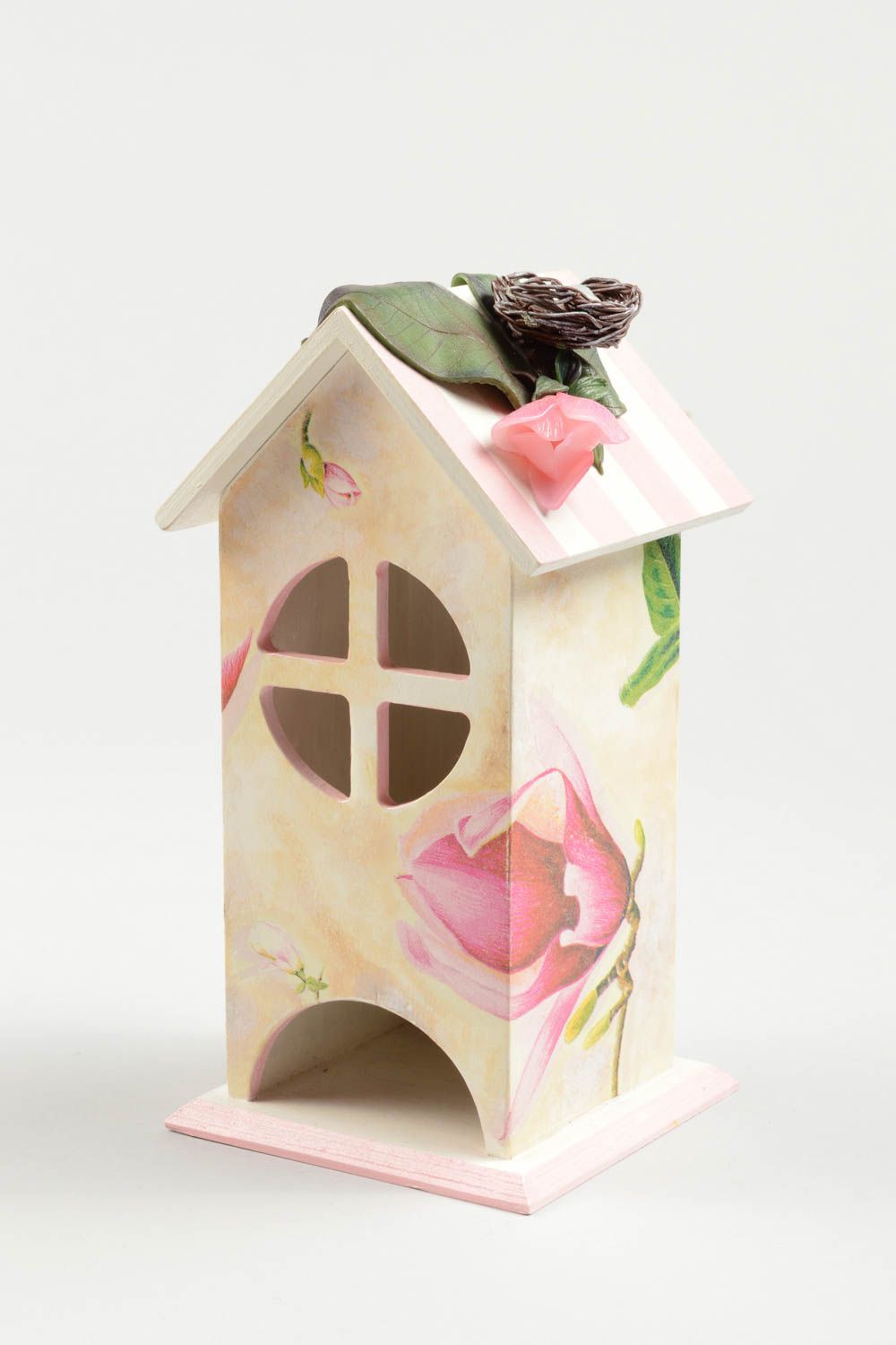 Teebeutel Aufbewahren handgefertigt Holz Box Küchen Zubehör mit Blumen bemalt foto 2