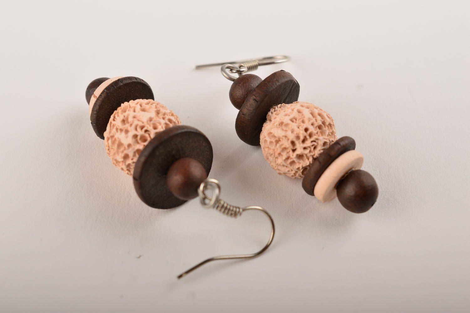 Lange Ohrringe handmade Modeschmuck Ohrhänger originelle Ohrringe aus Ton foto 3