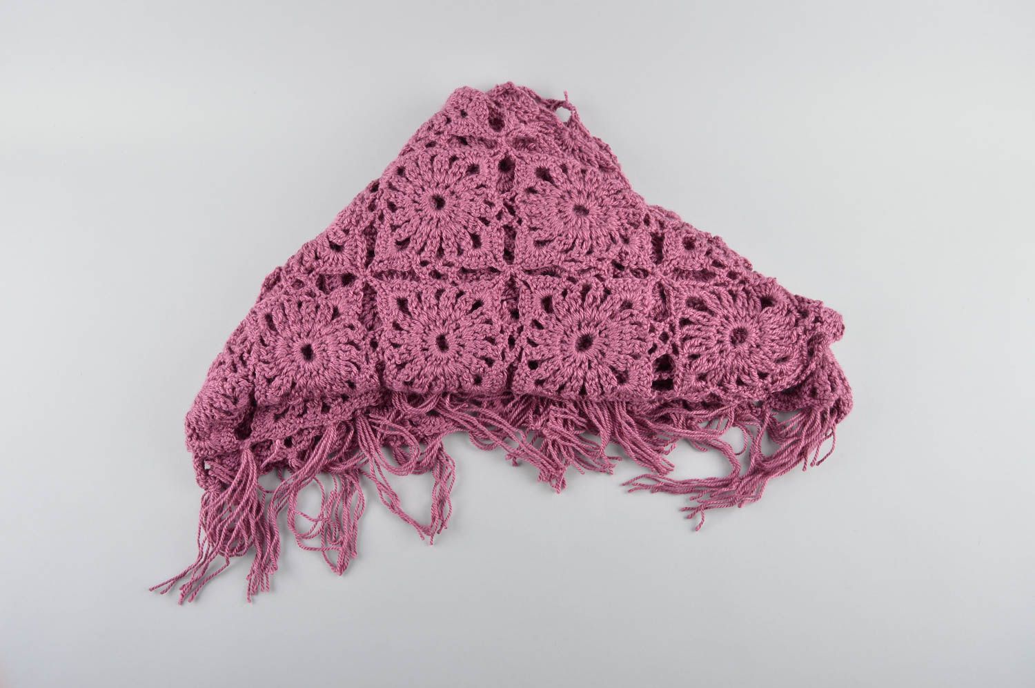 Шарф ручной работы шарф на шею женский шарф фиолетовый вязаный из шерсти фото 2