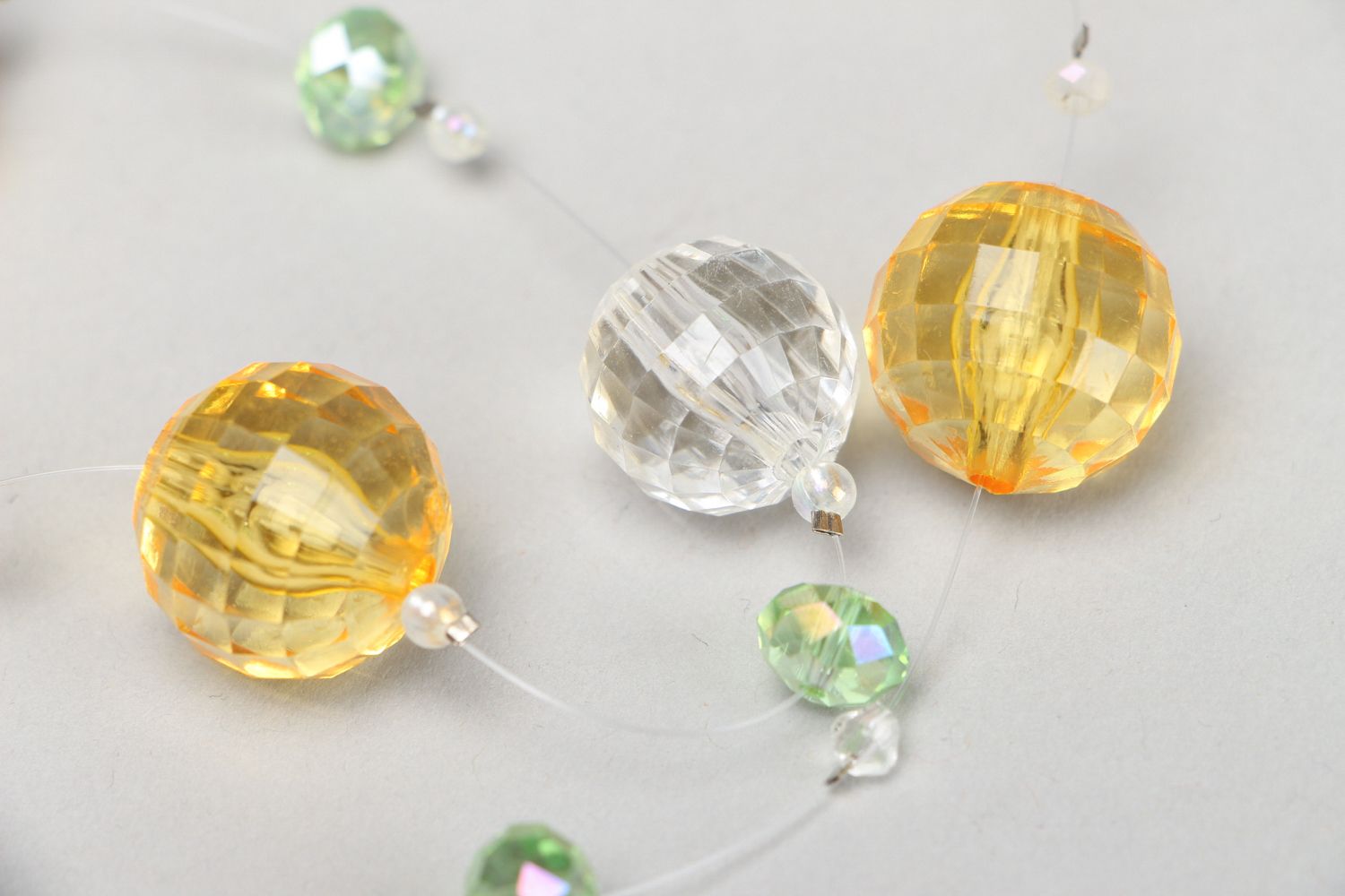 Collier original de créateur luxueux perles en verre et cristal fait main photo 3