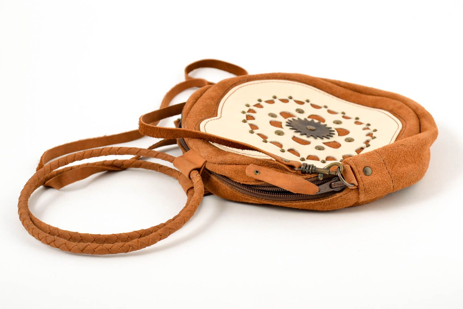 Handmade Damen Ledertasche Accessoire für Frauen kleine Umhängetasche in Braun foto 5