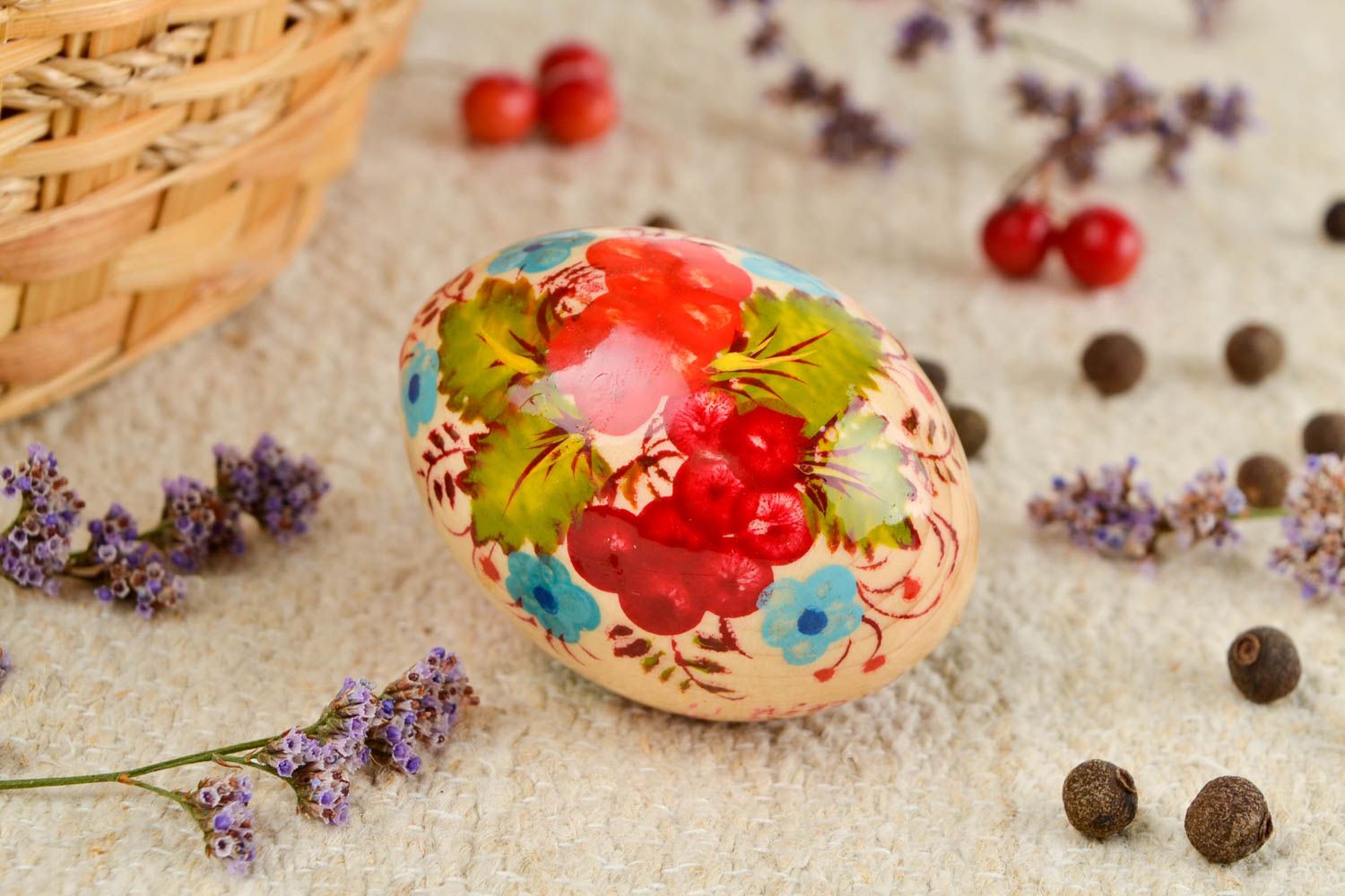 Huevo decorado artesanal pintado decoración de interior regalo original  foto 1