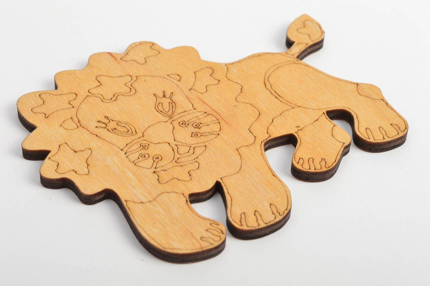 Petite forme en bois à décorer ou peindre faite main lion pour loisirs créatifs photo 3
