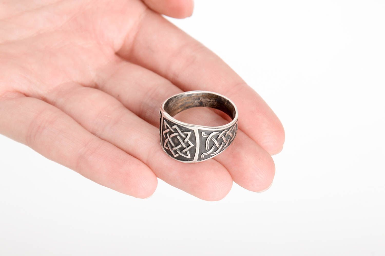 Украшение ручной работы серебряный перстень подарок для мужчины скифский узор фото 5