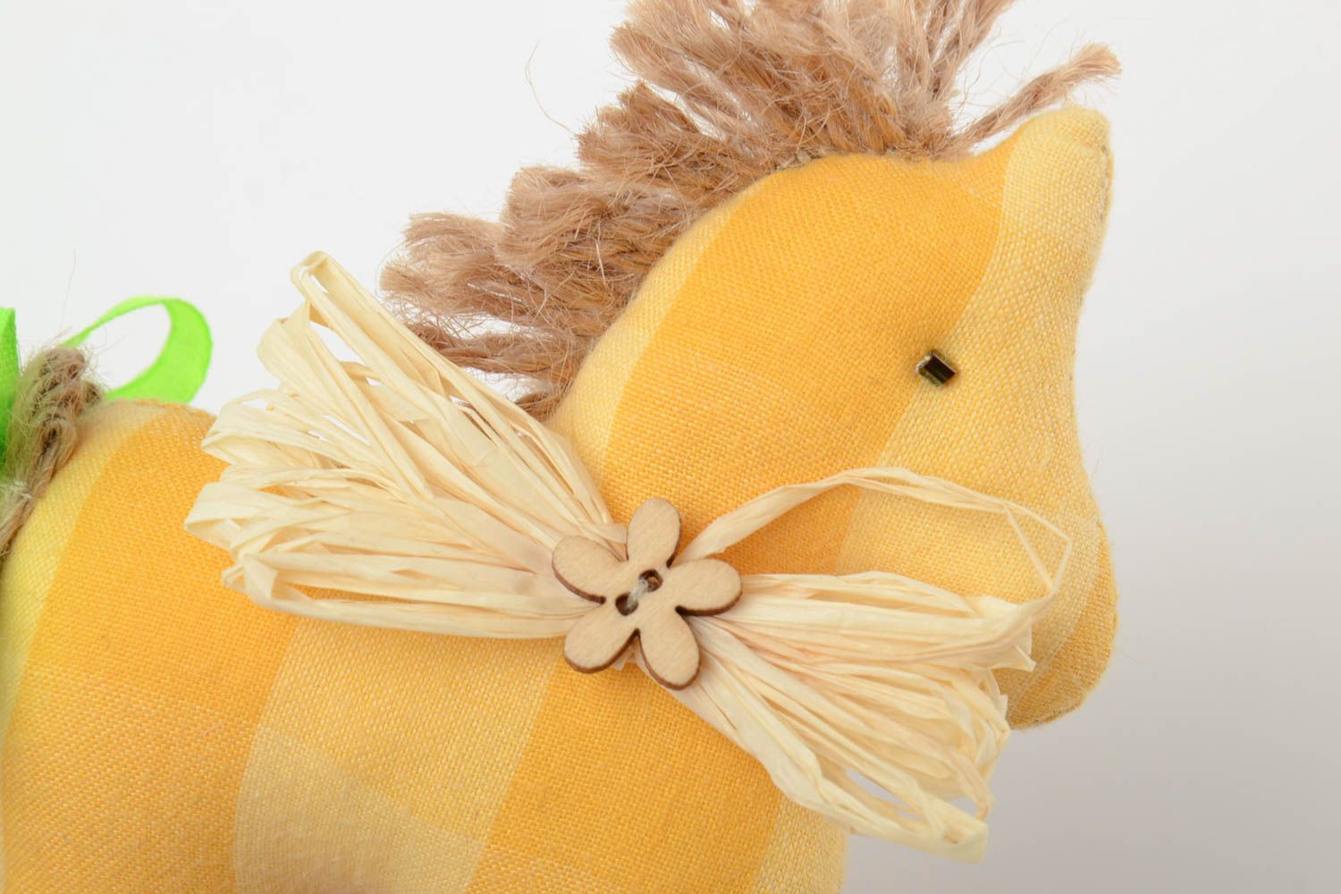 Handmade interior decorative soft toy rocking horse made of calico and flax photo 4