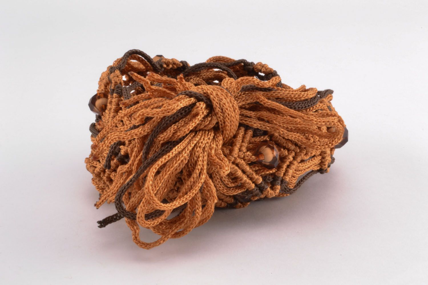 Cintura da donna intrecciata fatta a mano cinghia di fili marrone accessori  foto 2