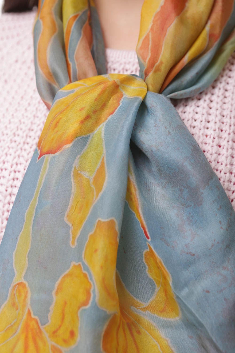 Stylish silk scarf Irises photo 2