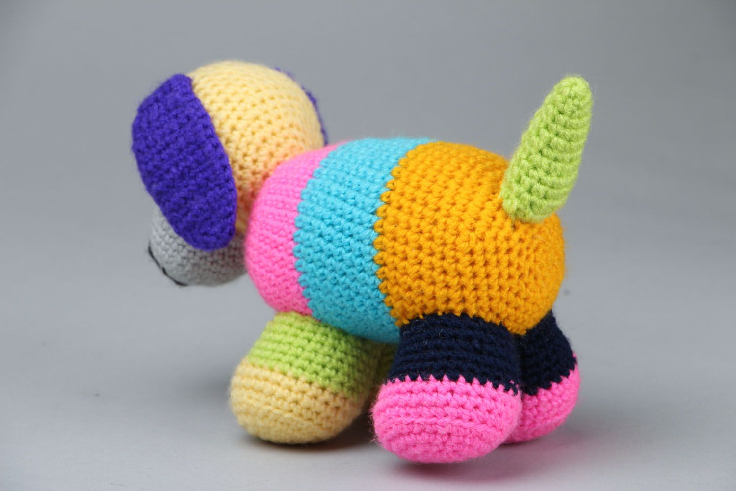 Jouet mou tricoté chien multicolore photo 3