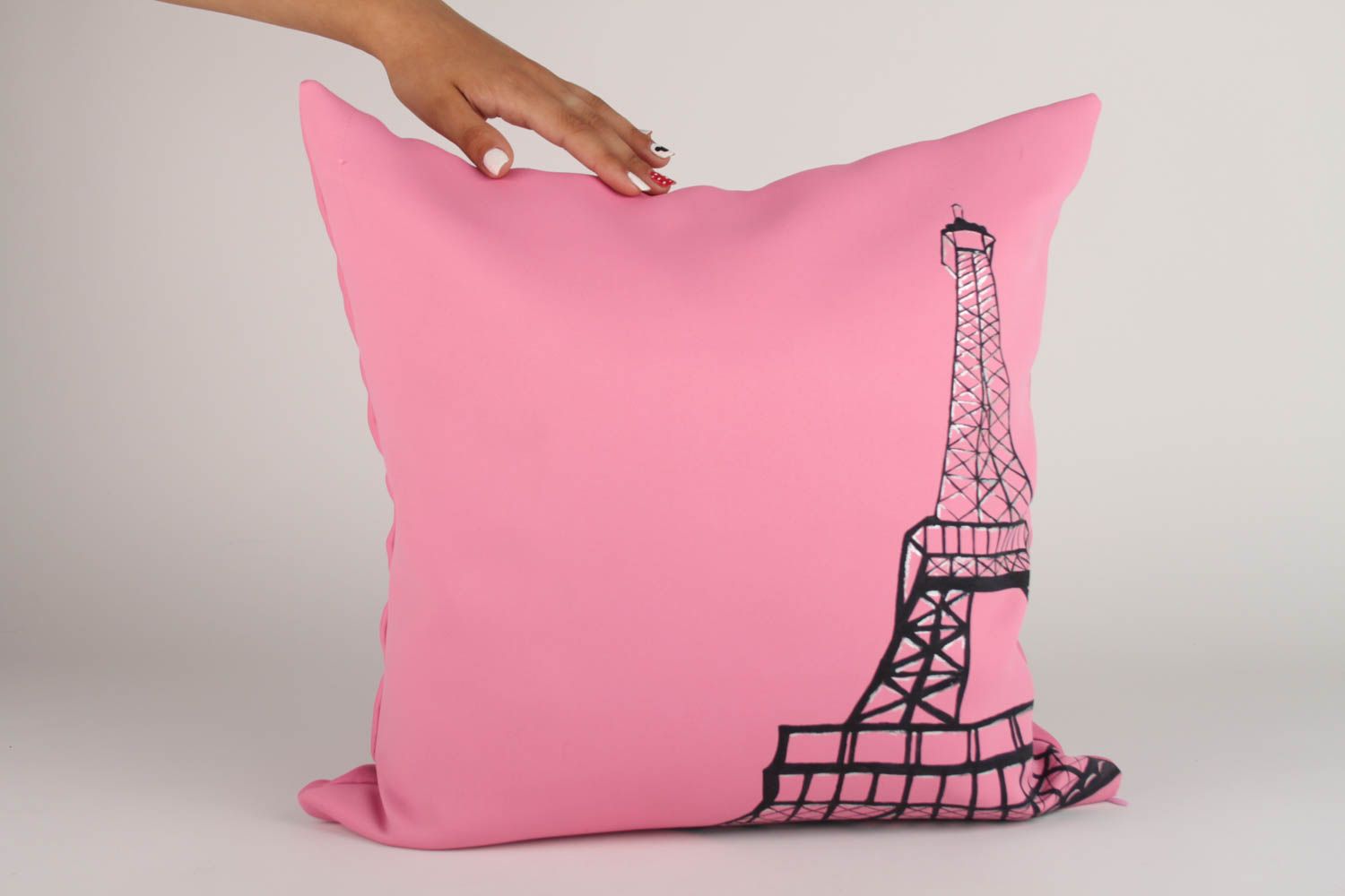 Декоративная наволочка handmade розовая необычный подарок текстильный декор фото 5