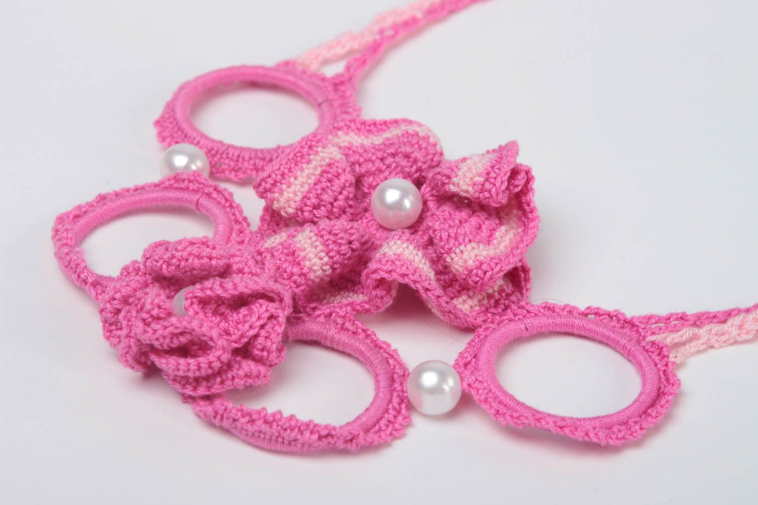 Crocheted handmade necklace textile long necklace beautiful jewelry gift photo 4